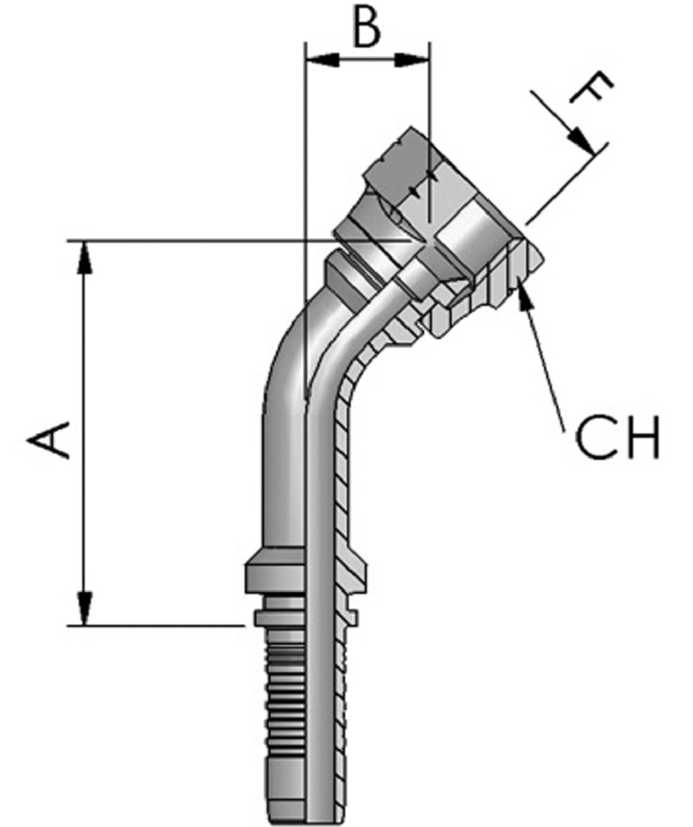 FB Hydraulic Pressnippel JIC, DKJ 45 - JIC berwurfmutter 45, 37 Konus, XXST4241-0000