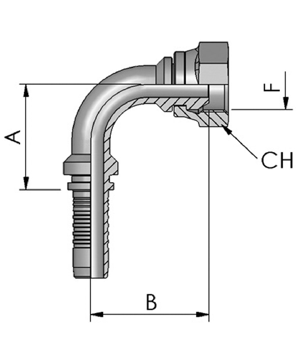 FB Hydraulic Ringnippel BSP, DKR 90- BSP berwurfmutter 90, 60 Konus, XXST4091-0000