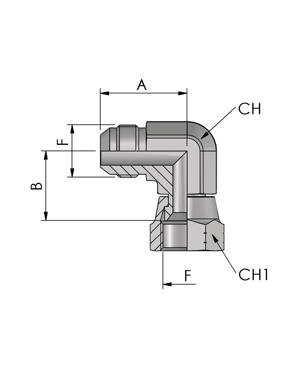 FB Hydraulik Adapter JIC, geschmiedet,kompakt 90 JIC-AG X JIC-berwurfmutter, 37 Konus, XXST203-0000