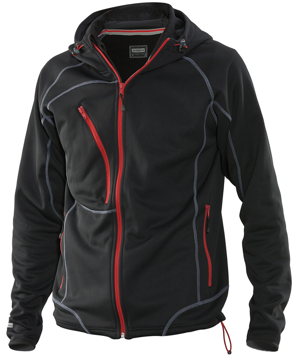 Jobman Hoodie 5152, Schwarz/Rot, XXJB5152SR