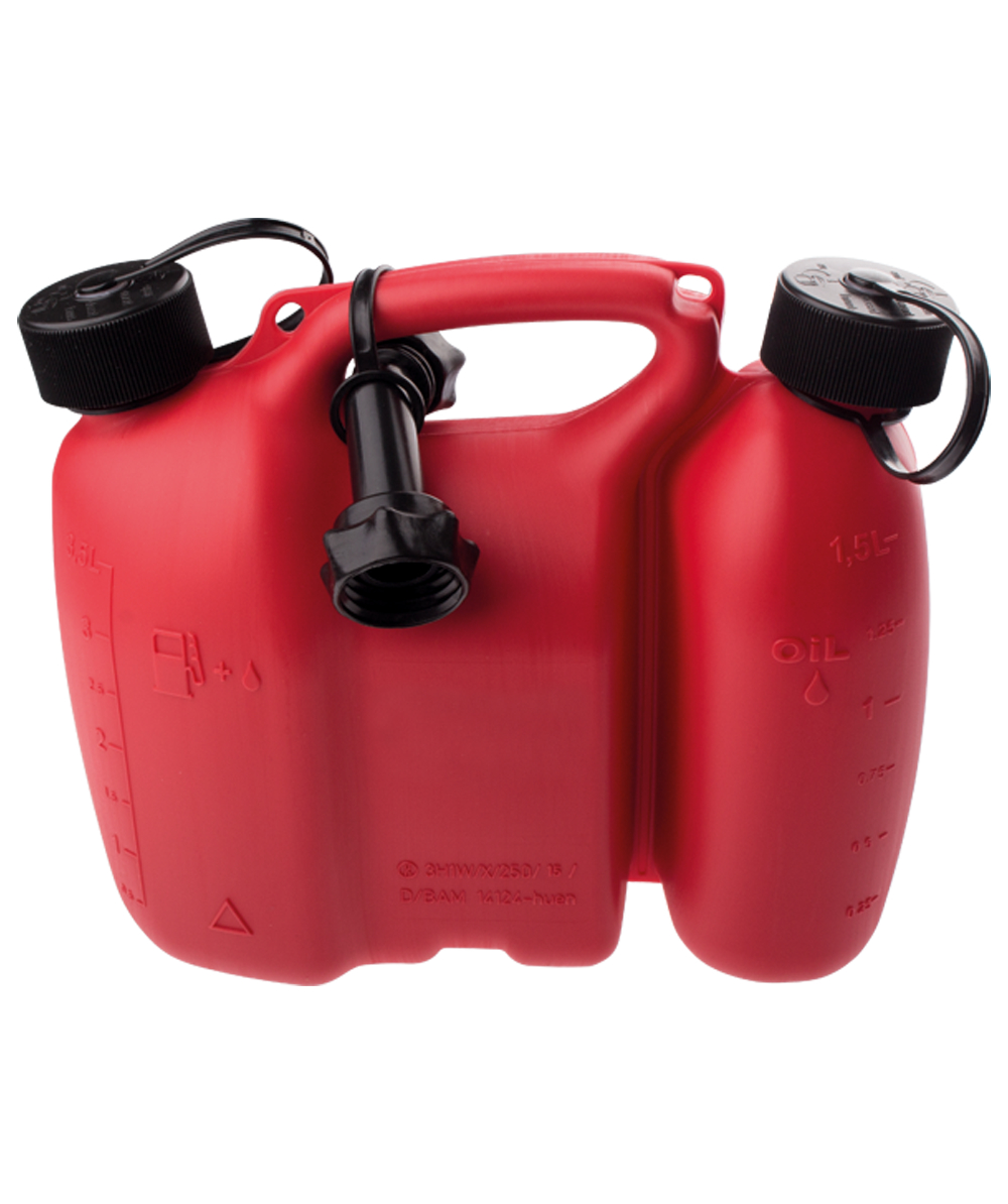 kleiner Doppel-Kanister rot für Kettenöl und Kraftstoff