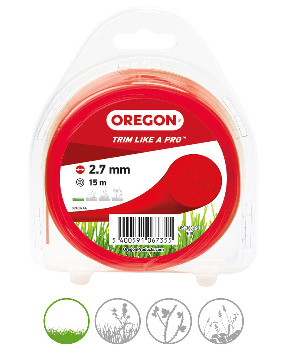 Oregon Coloured Line Freischneidefaden 2,7 mm Durchmesser, Rot, 2,7 mm Fadendicke, 69-380-RD-0