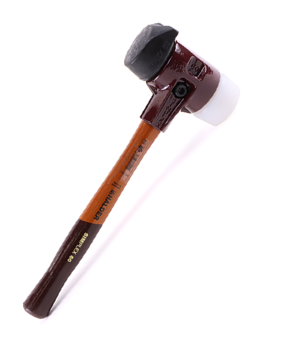 HALDER Schonhammer Simplex mit Hickory-Stiel 60 mm beidseitig mit Gummi-Schlagk 